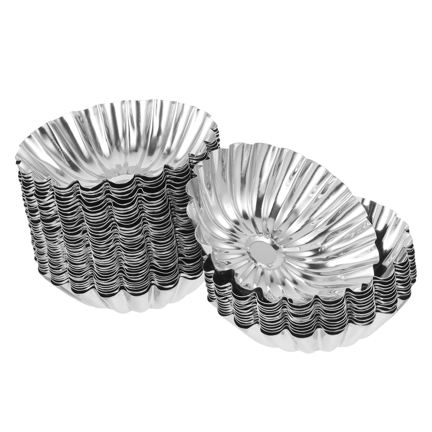Amosfun 50 Stück Edelstahl Eierkuchenformen Hitzebeständig für Kuchen Pudding und Muffins Backform Multifunktional Langlebig Leicht zu Reinigen