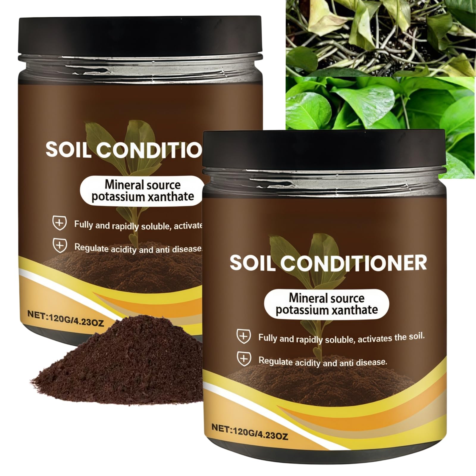 2PCS Soil Pro Activator&Plant Fertilizer,Soil Activator for Houseplants,Natural Mi/neral So-il Im/prover,Plant Growth Promoter for Home Use,Garden Fertiliser,Prevents So-il Compaction,Easy Application