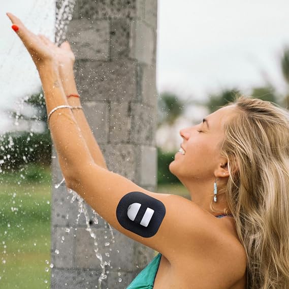 Adamson Omnipod 5 Overpatches 25 Waterproof Omnipod 5 Adhesive Patches, Sweatproof & Skin-Friendly, No Glue on Center, Easy to Apply & Remove, Secure Hold for Active Lifestyles Black