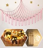 Stuffed Animal Storage Hammock Corner X-Large with LED Light - Baby Hammock Hanging Holder Plushies Net for Stuff Animals Organizer - Cute Room Decor Aesthetic Kids Toddler Nursery Bedroom