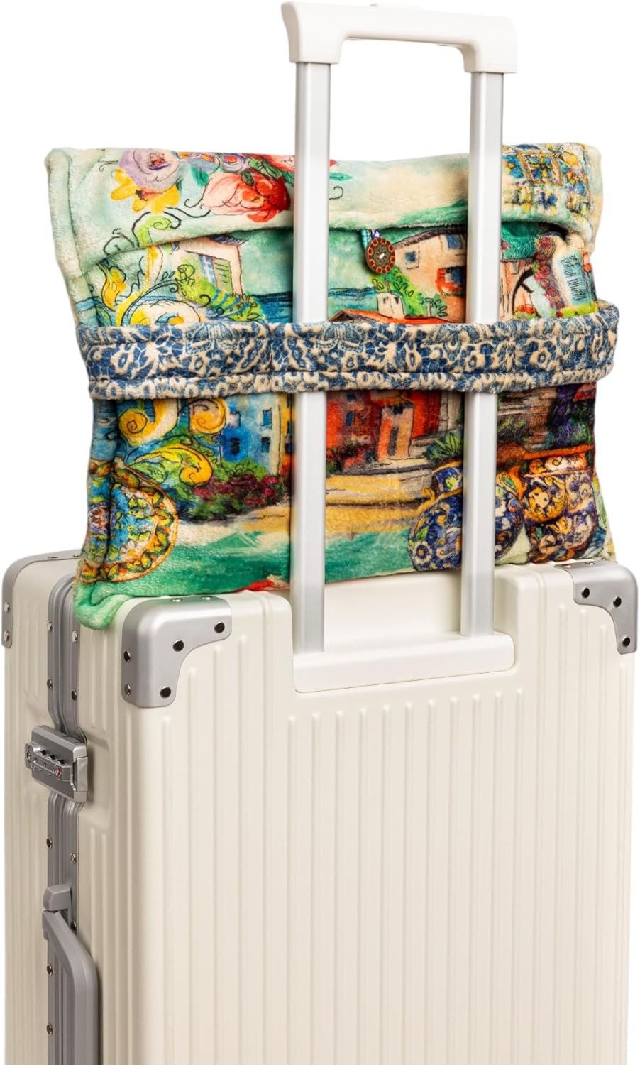 Johnny Was Christy Travel Blanket Cozy Reversible Floral City Lounge Green Blue New