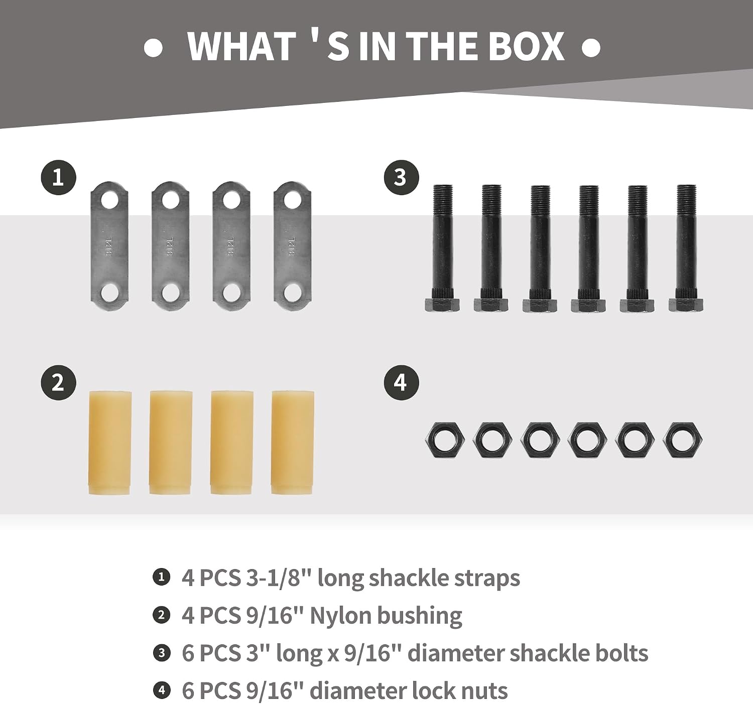 Lonffery Trailer Alex Shackle Kit, 312L Shackle Strap Fit for 3500lb-7200lb Double Eye Spring