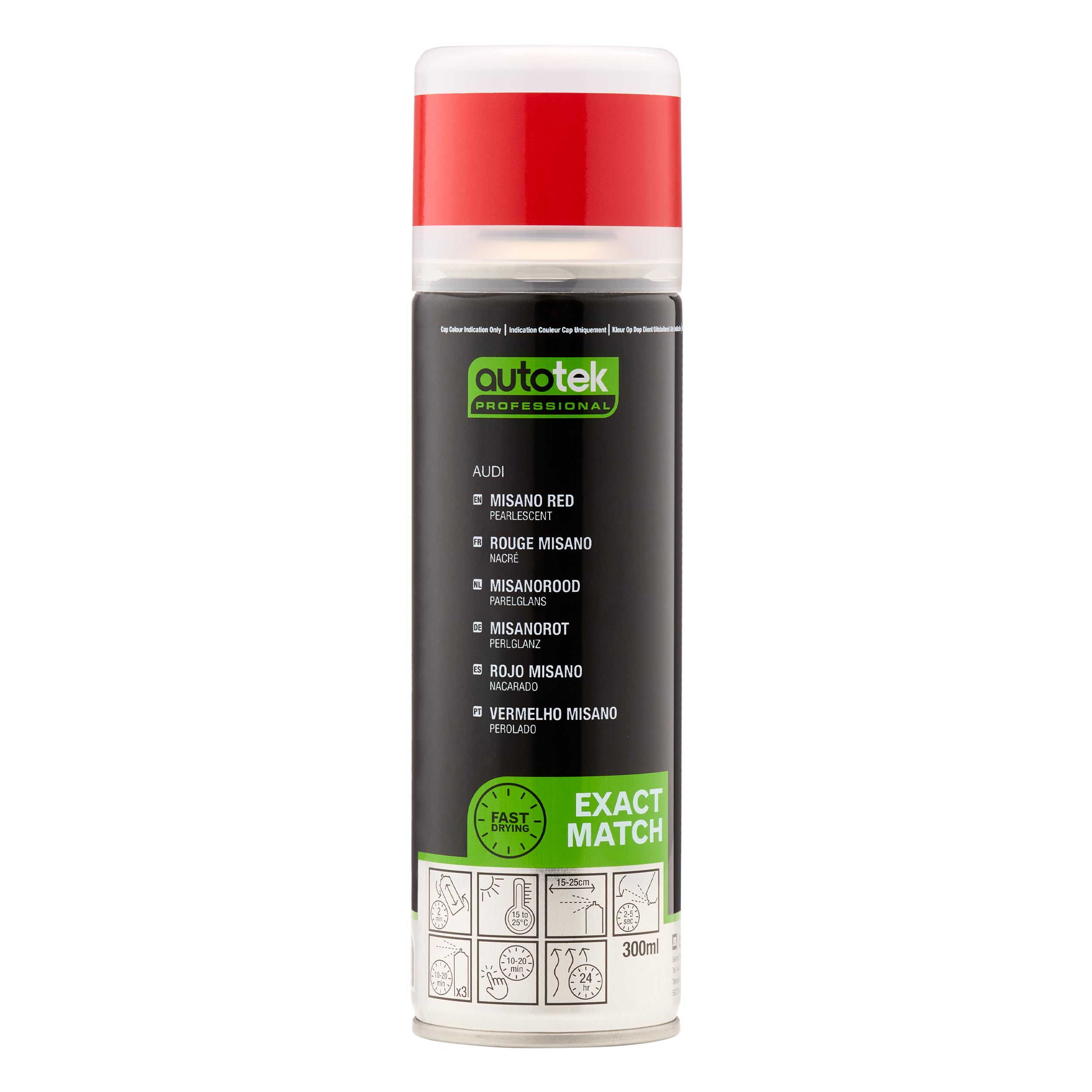 Autotek Quick Drying High Coverage Aerosol Spray Paint Audi Misano Red 300ml