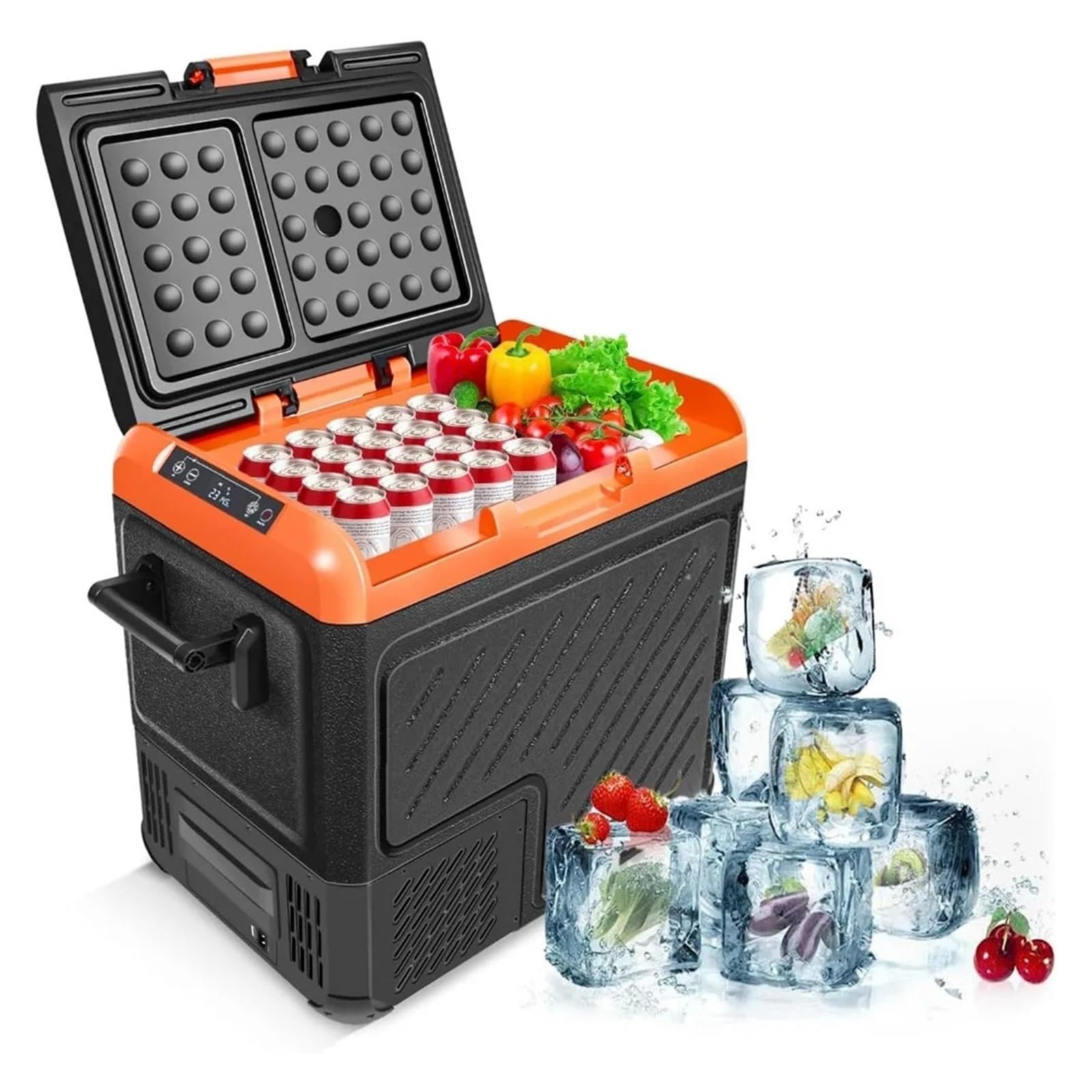 Refrigerador de 12 voltios, refrigerador for automóvil de una Sola Zona, súper Grande, de 61 Cuartos (58 L), Enfriador eléctrico con CC de 12/24 V, refrigerador portátil for automóvil