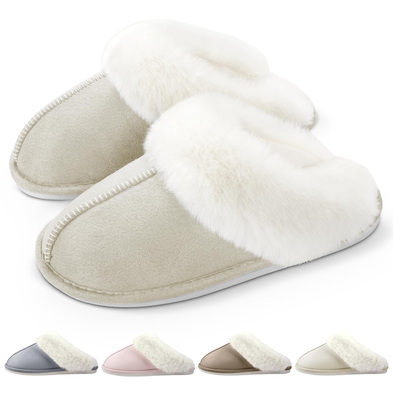 RUVVDR Pantofole Donna Uomo Ciabatte Donna Uomo Invernali Comode Pelose Ciabatte Casa di Cotone Morbido Antiscivolo Slippers Interno & Esterno