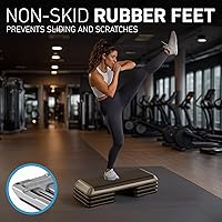 Vista 4 de La Plataforma de Ejercicio STEP Original, Escalón de Tamaño de Gimnasio para Ejercicio en Casa con 4 Elevadores Apilables para Ajustes de Altura