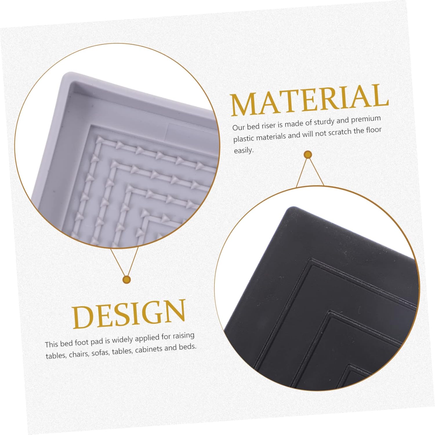 PRETYZOOM 8 Pcs Plastic Furniture Risers Heavy Duty Bed Height Elevators for Fridge Sofa Table Sturdy Non Slip Maximize Under Bed Storage Space Easy to Install