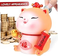 Vista 8 de ibasenice Hucha de gato de la suerte, hucha japonesa Maneki Neko Fortune Cat ahorro de dinero, banco de monedas, figura de gato de la suerte Feng
