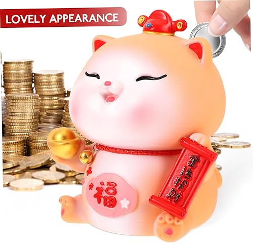 Miniatura 8 de Hucha de gato de la suerte, hucha japonesa Maneki Neko Fortune Cat ahorro de dinero, banco de monedas, figura de gato de la suerte Feng Shui,
