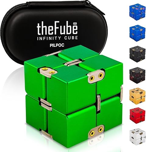 Miniatura 16 de PILPOC theFube Infinity Cube Fidget Desk Toy - Cubo mágico infinito de aluminio con funda, resistente, pesado, alivia el estrés y la ansiedad