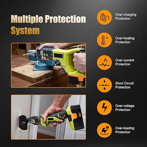 Miniatura 4 de Actualizado a 3.6Ah Paquete de 2 repuestos P100 para baterías Ryobi de 18 V compatibles con batería Ryobi de 18 V de repuesto para herramientas