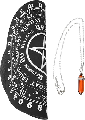 Miniatura 5 de EXCEART Tablero de péndulo para adivinación, tablero de mensajes metafísicos, tablero de comunicación con collar de péndulo de radiestesia de