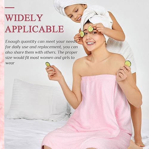 Miniatura 5 de Tigeen 6 toallas de baño para mujer, bata de spa con cierre ajustable, parte superior elástica, ligera, toalla
