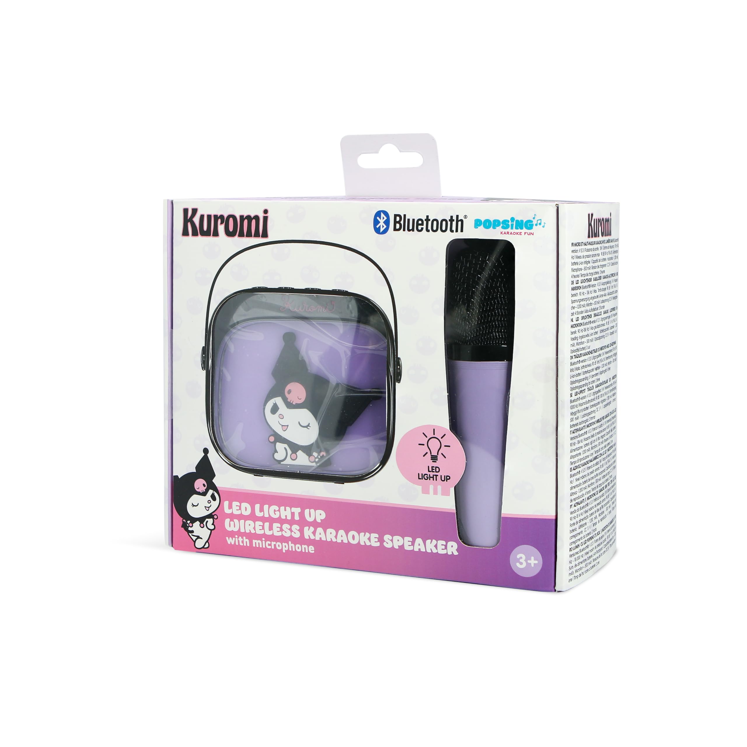 Altavoz DE Karaoke INALÁMBRICO con MICRÓFONO Y Luces LED Kuromi Compatible con Cualquier Fuente DE Sonido Bluetooth