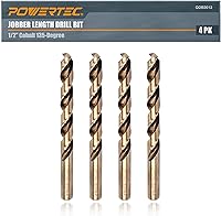 Vista 9 de POWERTEC Brocas de cobalto de 1/4 de pulgada, paquete de 6, 4 pulgadas de longitud, brocas M35 HSS Jobber con punta de 135° para perforar madera