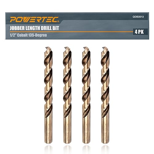 Miniatura 7 de POWERTEC QDB2010 Broca de cobalto de 14 pulgadas, paquete de 6, juego de brocas de cobalto M35 para metal, acero inoxidable y hierro fundido