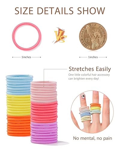 Miniatura 2 de Jollybows 300 ligas para el pelo de bebé de 1 pulgada para niñas pequeñas, elásticas y suaves, soportes para cola de caballo para niños