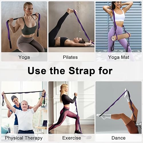 Miniatura 5 de Yoga Strap for Stretching with 10 Loops Inelastic Soft Polyester Cotton Stretch Out Band for Exercise, Yoga, Pilates and Dance for Men and Women