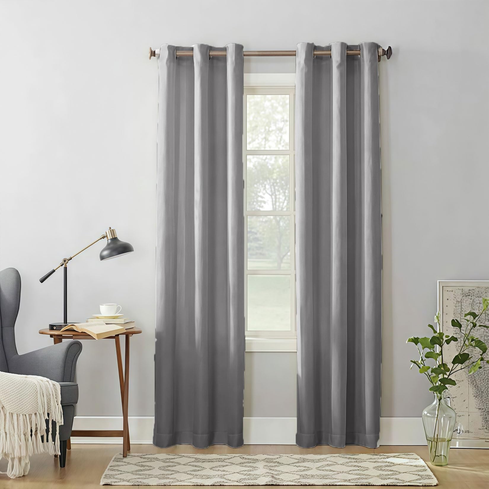 Liujyuan Light Grey Black Out Curtain 105 X 240 Cm Privacy Protection, Rod Pocket, With Eyelet Thermal Insulated Curtains Insulated Soundproof For Balcony, Kithcen Window,