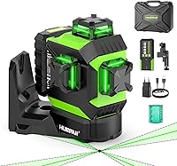 Huepar 3x360 Laser Level with Auto-Tracking Motorized Base, Remote Receiver Control, ±1/13" Precision, 8Hr Battery for Solo Framing & Tiling