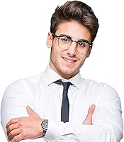 Vista 2 de Skeleteen Lentes transparentes para disfraz, lentes falsos con montura de cuerno, sin receta, para adultos y niños