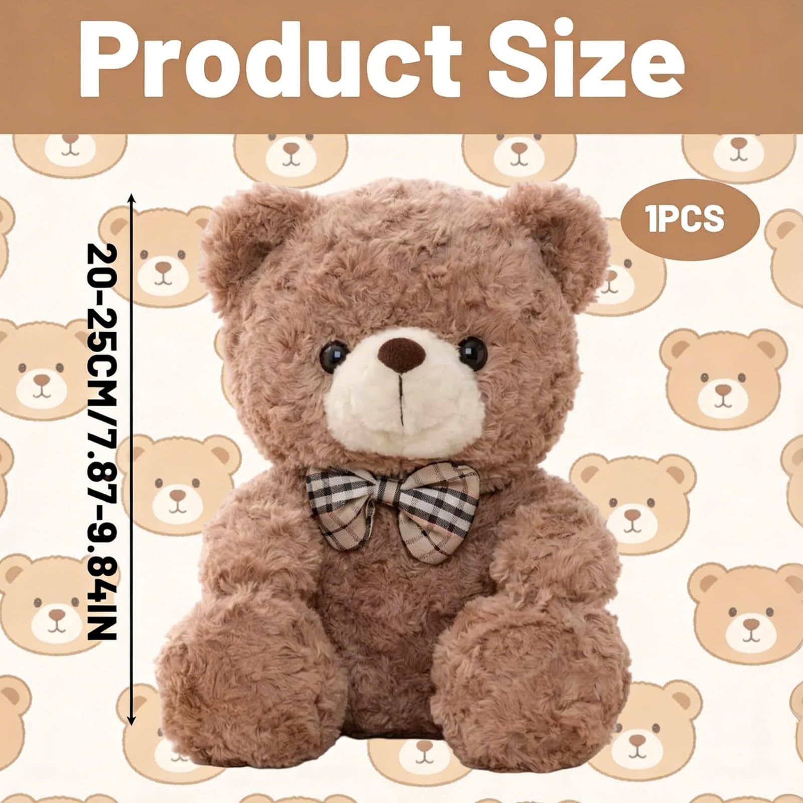 QyueQyat Teddy Bear, Brown Teddy Bear for Valentines Approximately 20 to 25 cm Length - Image 2