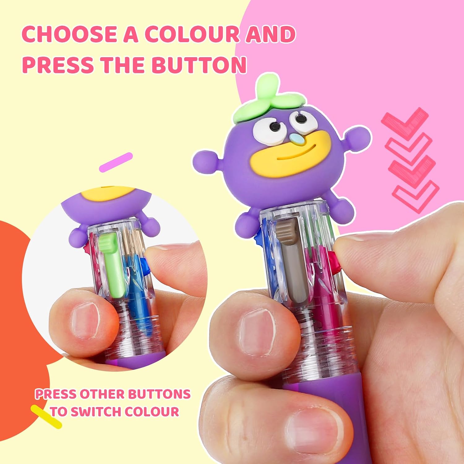 100Pcs Mini Multicolor Pens in One 4-in-1, Cute Pens Bulk for Kids, Delightful Ballpoint Pen Back To School Gifts, Assorted Ink Kawaii Pen