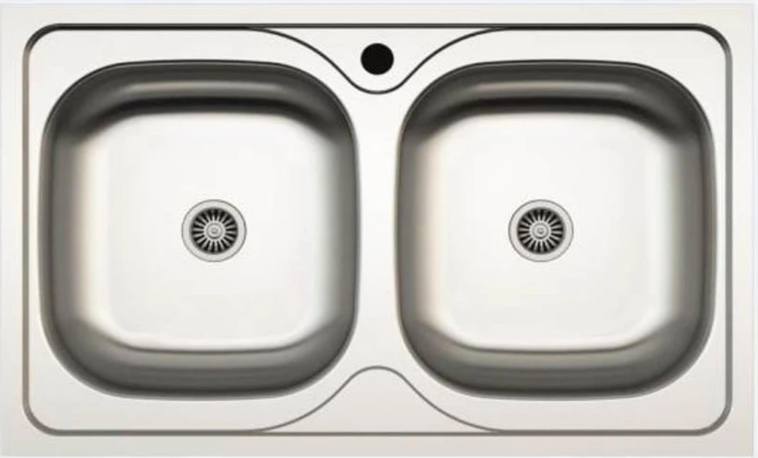Lavello Cucina 2 Vasche, 86 x 50, Acciaio Inox, Finitura Superficie Lucida