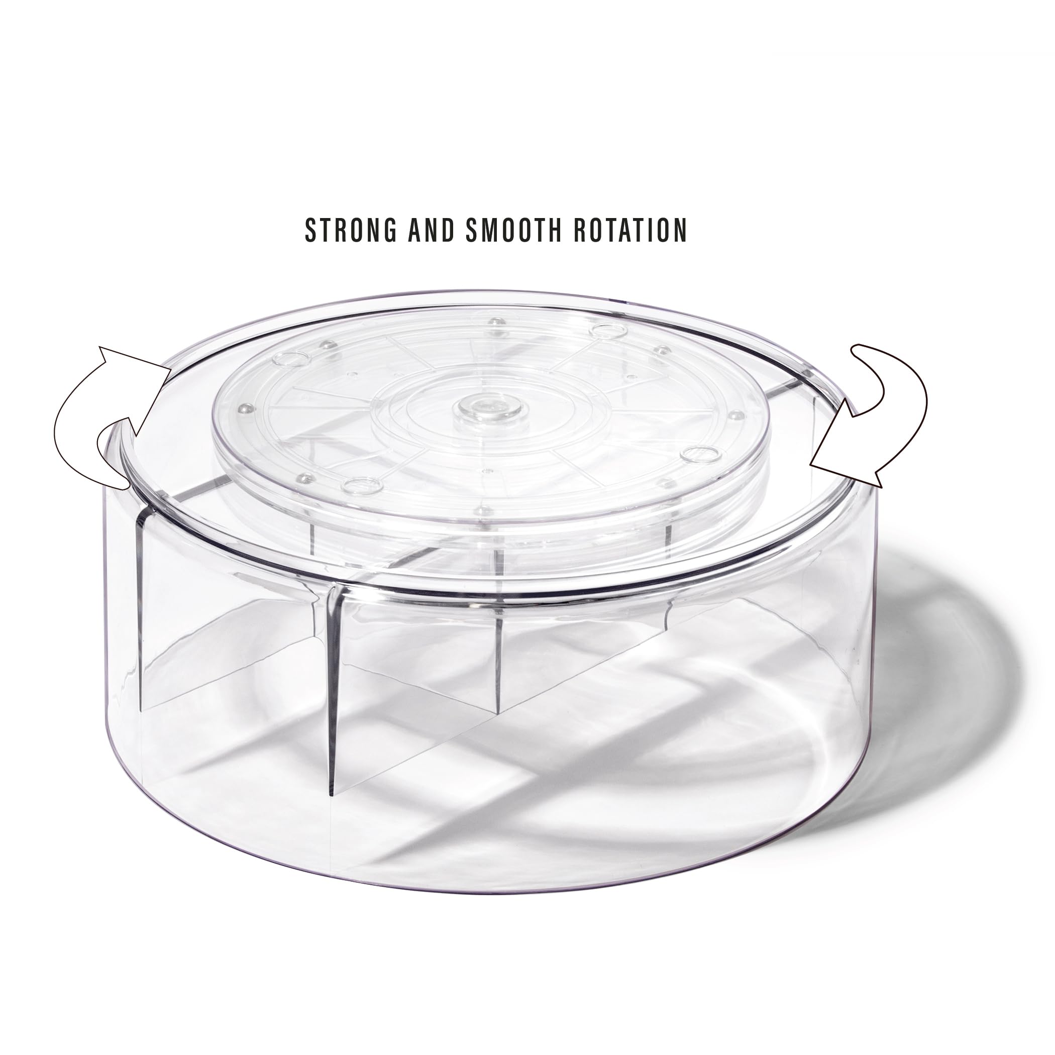 BINO Organizador de Tocadiscos Redondo de plástico con 5 Compartimentos, Transparente | Contenedor Giratorio Dividido | Organizador Giratorio de Almacenamiento para Botellas, condimentos, Nevera,