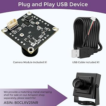 USB2.0 UVC Camera Module 1M Global Shutter Mono Sensor OV9281 720p 120fps with UVC Driver External Trigger Strobe for Raspberry Pi Jetson Nano Computers Windows Linux Android Mac OS