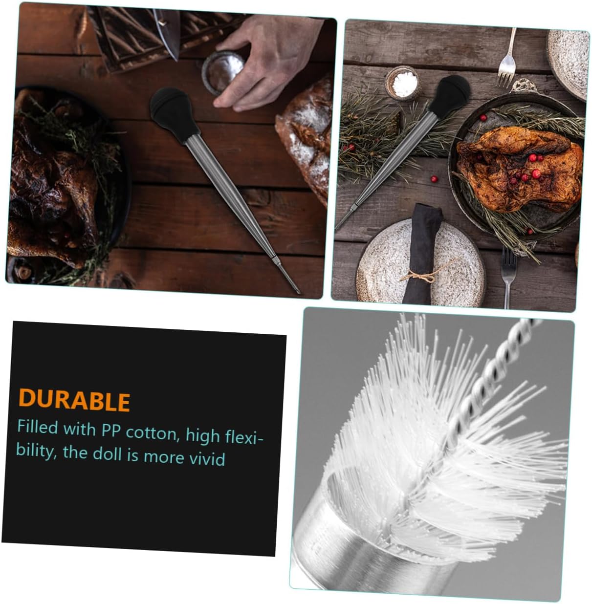 Stainless Steel Turkey Seasoning Injector with Silicone Tube Meat Injector Tool for BBQ Roasting Baking and Grilling Suitable for Poultry Beef Pork and Fish