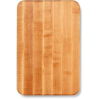 John Boos Chop-N-Slice Series Rectangular Wooden Maple Cutting Board 18”x12” – 1.25” Thick, 8-lb Reversible Butcher Block with Eased Corners, Edge-Grain & Finger Grips – Made in the USA