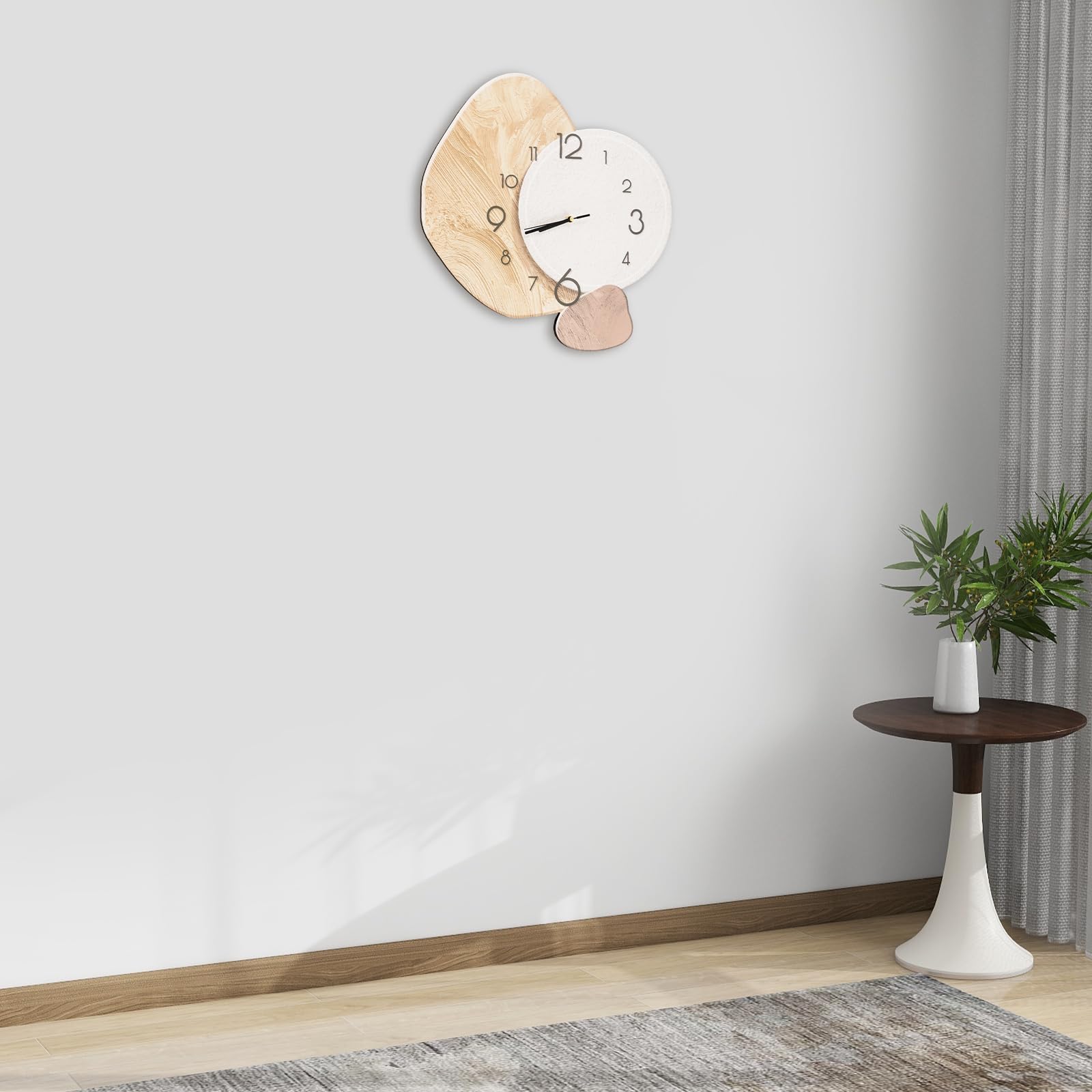 Orologio digitale da parete forme irregolari con ganci senza traccia creativi, orologio da parete silenzioso al quarzo, moderno, pendoli da parete per soggiorno, cucina, ufficio (oro+bianco)