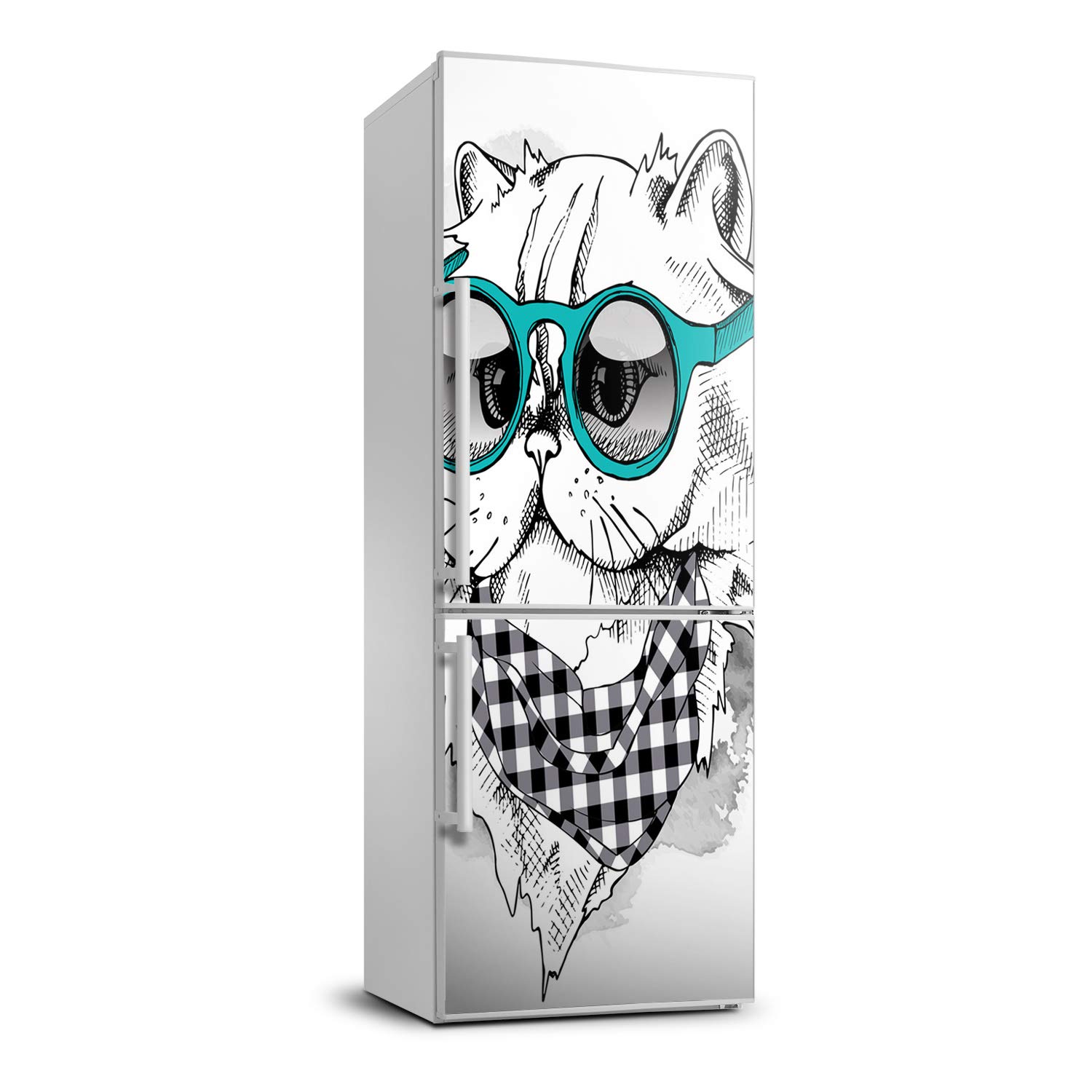 Película autoadhesiva cubierta pared y refrigerador 60x180 cm gato con gafas
