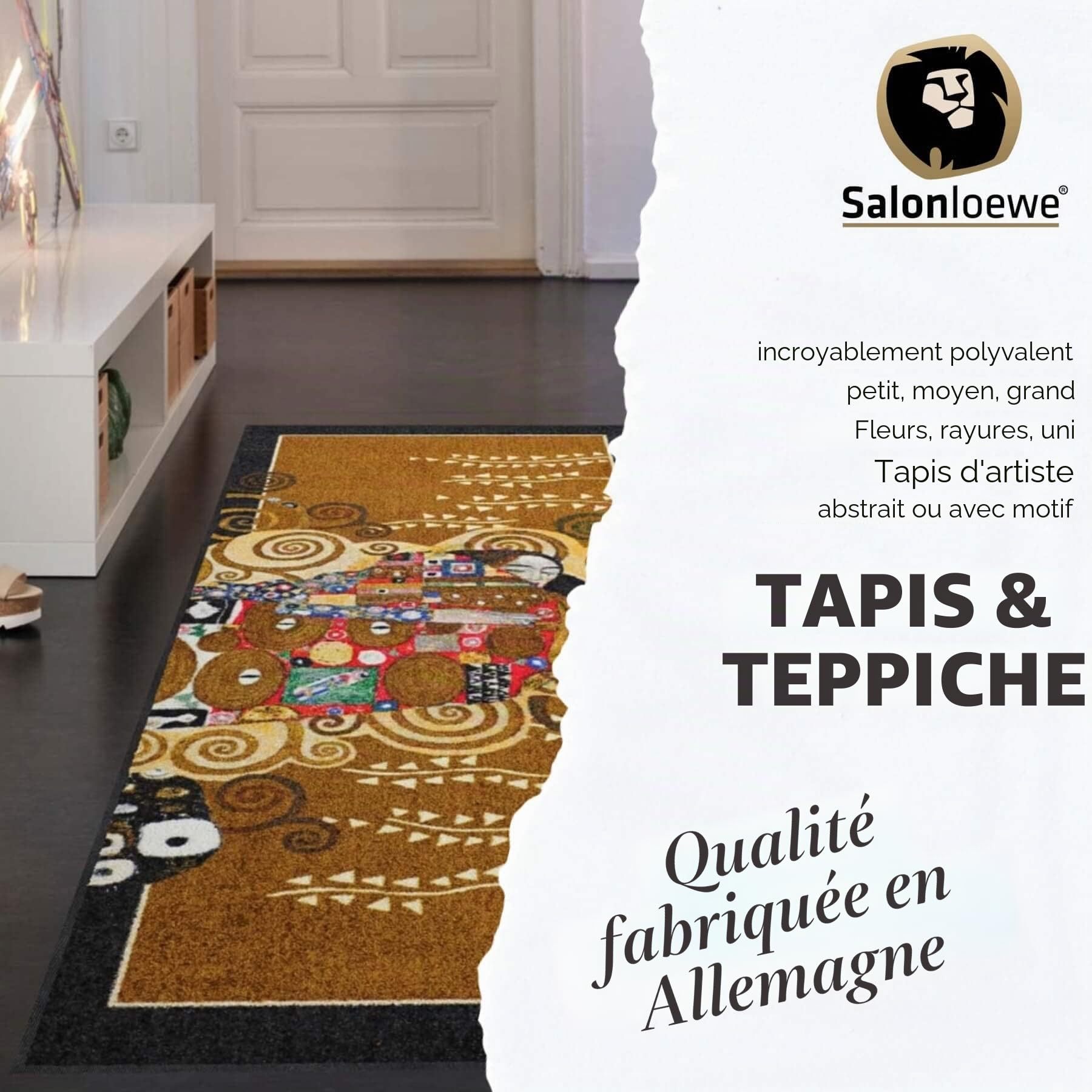 Salonloewe Wavy Lines Tapis lavable 50 x 75 cm multicolore