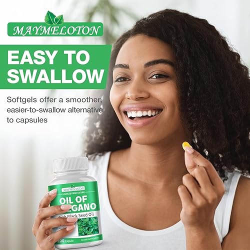Miniatura 9 de Cápsulas blandas de aceite de orégano  600 cápsulas de aceite de orégano orgánico con aceite de semilla negra, apoyo inmunológico y digestivo, apoyo