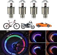 Vista 7 de 4 luces LED para rueda de bicicleta, tapones para válvulas de neumáticos de automóvil, tapas de vástagos de bicicleta, motocicleta, impermeable