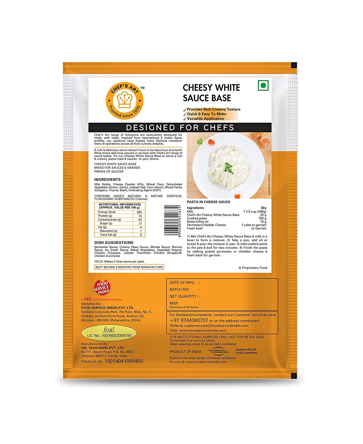 ChefS Art Cheesy White Sauce Base 500 gm (B08RP1B46C) Amazon Price History, Amazon Price Tracker