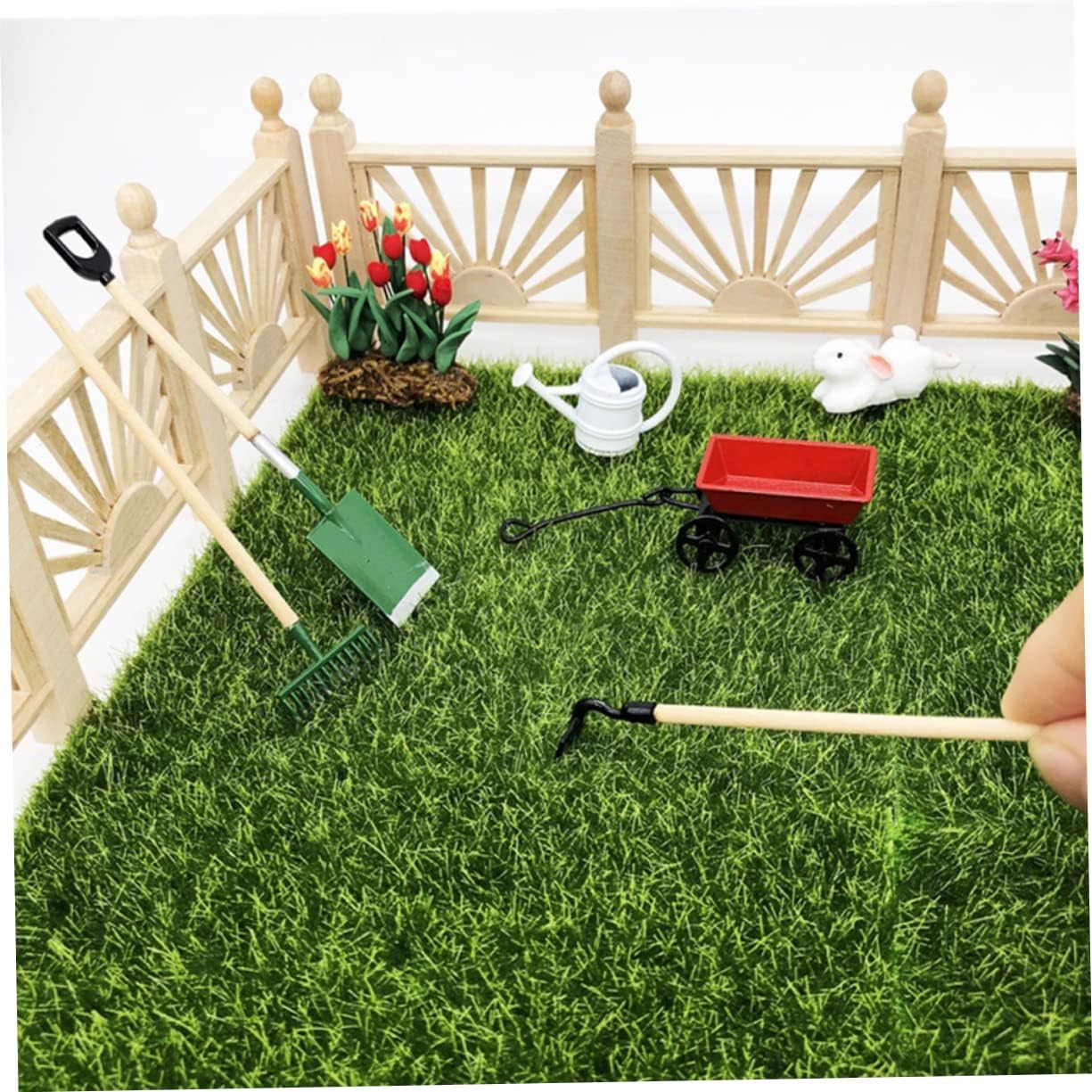 Kisangel 4 Sets Mini House Garden Decor Accessory Micro Gardening Tools for Lightweight Miniature for Imagination and Hands Fun for Fairy Garden Decor