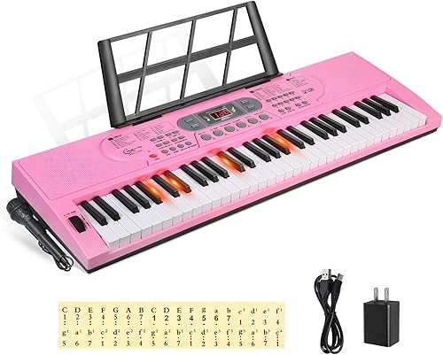 Hricane Teclas iluminadas de piano de teclado para principiantes, adultos, adolescentes y niños, teclado electrónico de música de 61 teclas con