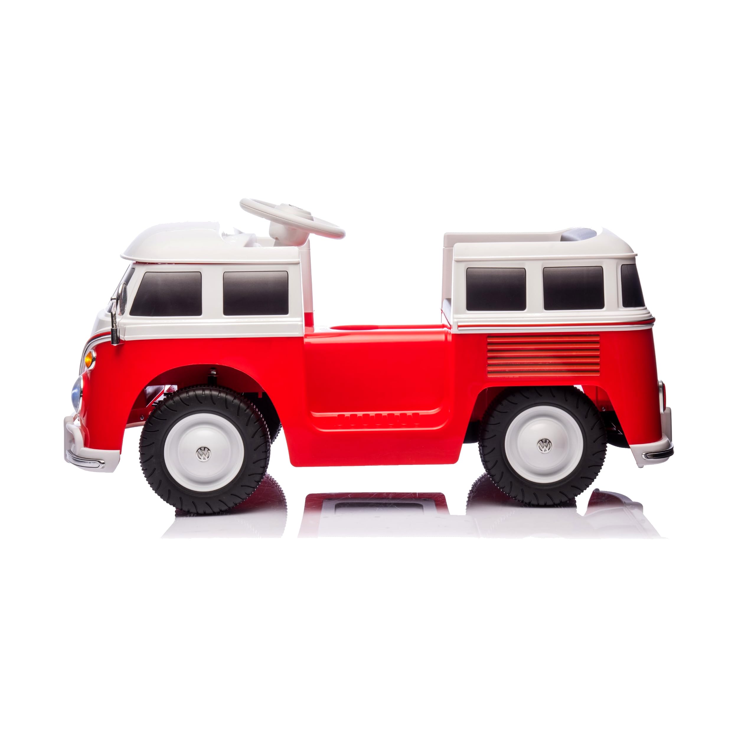 ATAA Furgone elettrico per bambini, Volkswagen Bulli T1, 12 V, licenza ufficiale | Rosso - Con telecomando genitori incluso