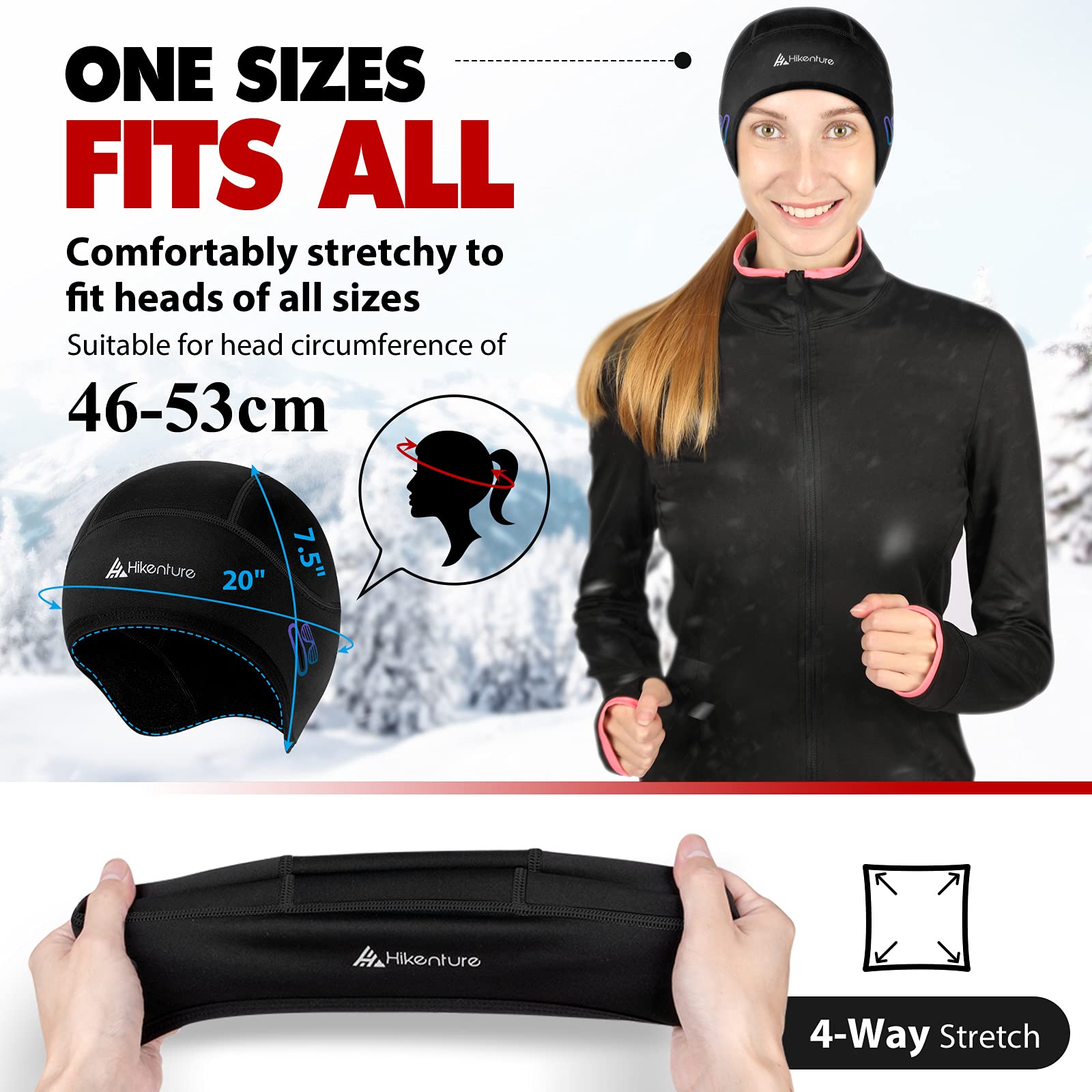 TTCOTOKE Fietsmuts winter kind, 2024 wintermuts, onderhelm, muts, fietshelm, warme muts, winddicht, fietsmuts onder helm voor alle outdooractiviteiten, kinderen, uniseks, zwart