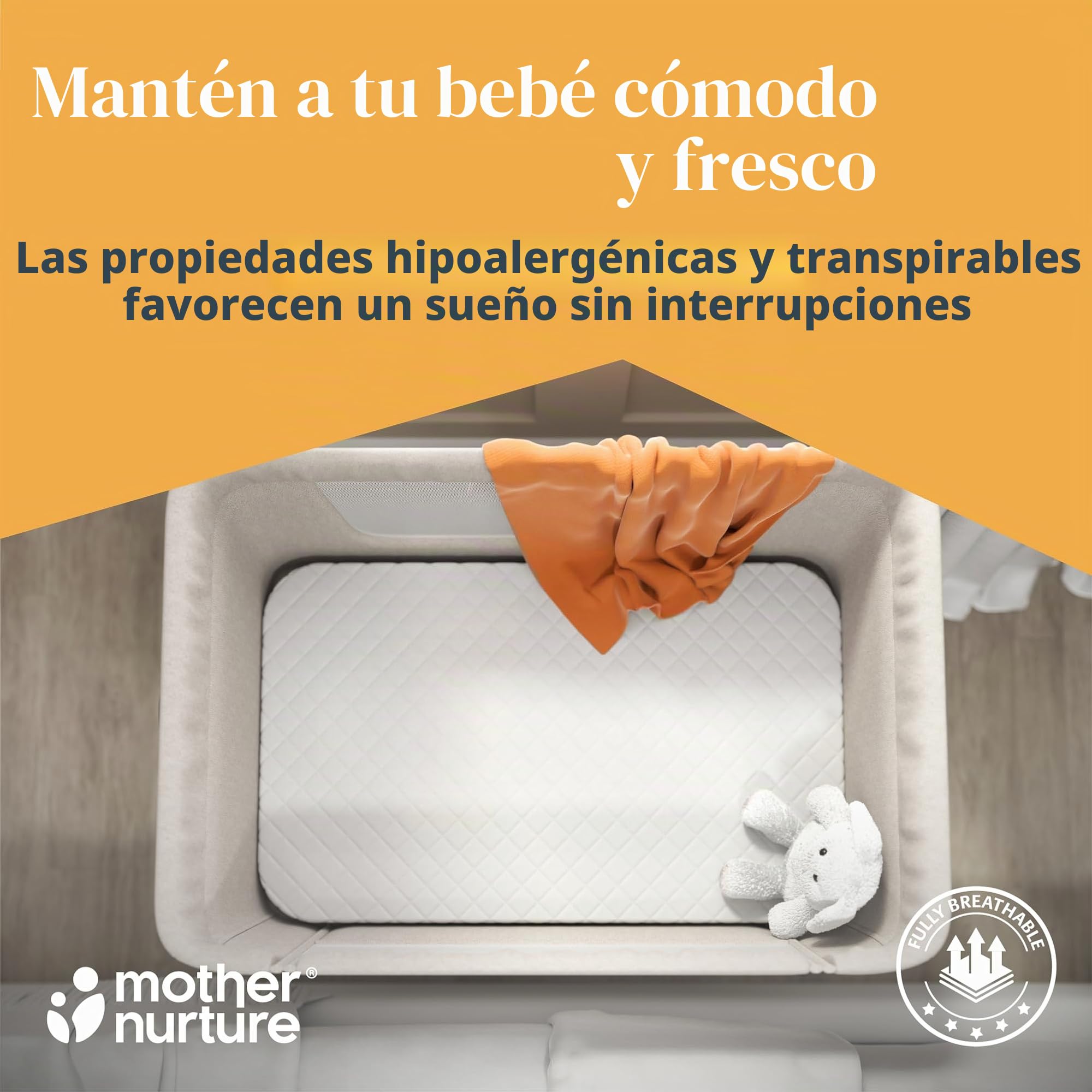Mother Nurture Colchón de microfibra para cuna Next to Me, espuma, blanco, tamaño: 83 x 50 x 4 cm