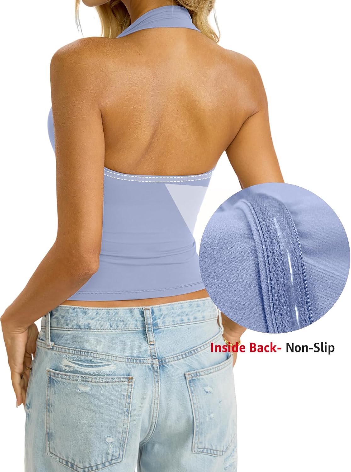 Womens Double Lined Square Neck Halter Tank Sexy Backless Shirt Y2K Sleeveless Top Fitted Going Out Clothes2026 - Image 6