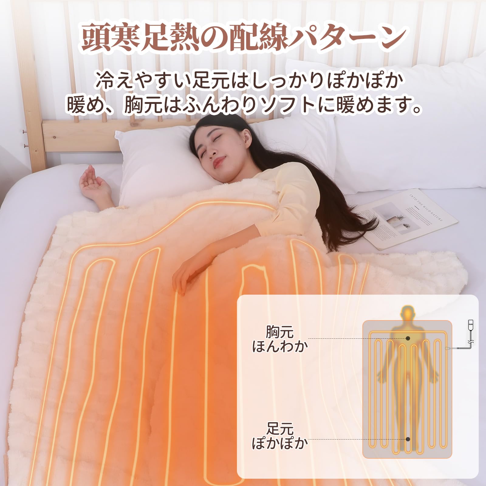 Amazon.co.jp : 電気毛布 掛け敷き兼用 スマート温度自動調節 130