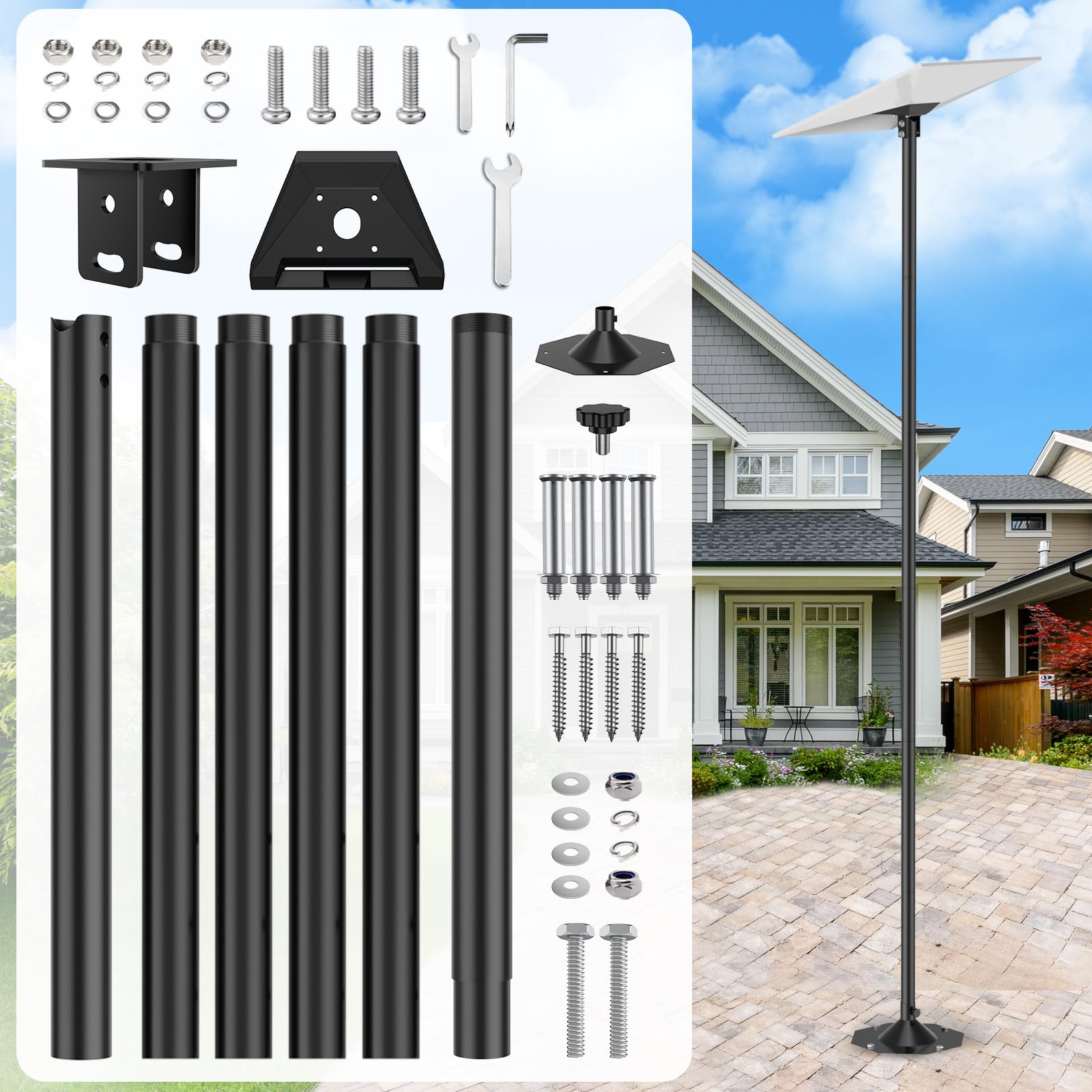 IMAYCC Kit de Support Starlink Gen 3 Longue, 7.9FT Réglable Starlink Ground Pole Mount Gen 3 avec Adaptateur de Tube StarlinkGen 3 Internet Standard pour Cour Jardin Extérieur