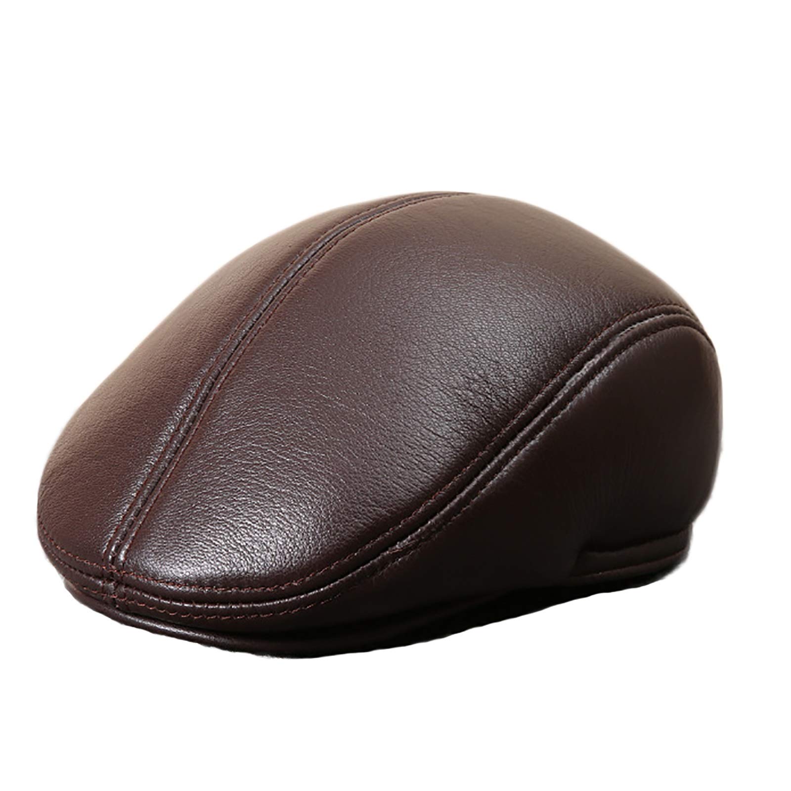 Sombreros de invierno, Hombres Capera de cuero Bereet Sheepskin Newsboy Cap Cap Golf Hat