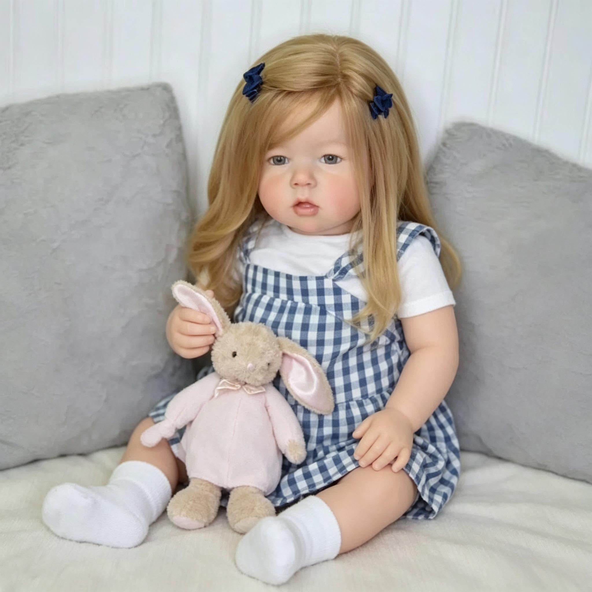 RXDOLL 71 cm Reborn lalki dla maluchów, miękkie, winylowe kończyny, tkanina, ciało, realistyczne lalki dla dziewczynek z ukorzenionymi włosami, realistyczna lalka noworodka, prawdziwy rozmiar, Reborn