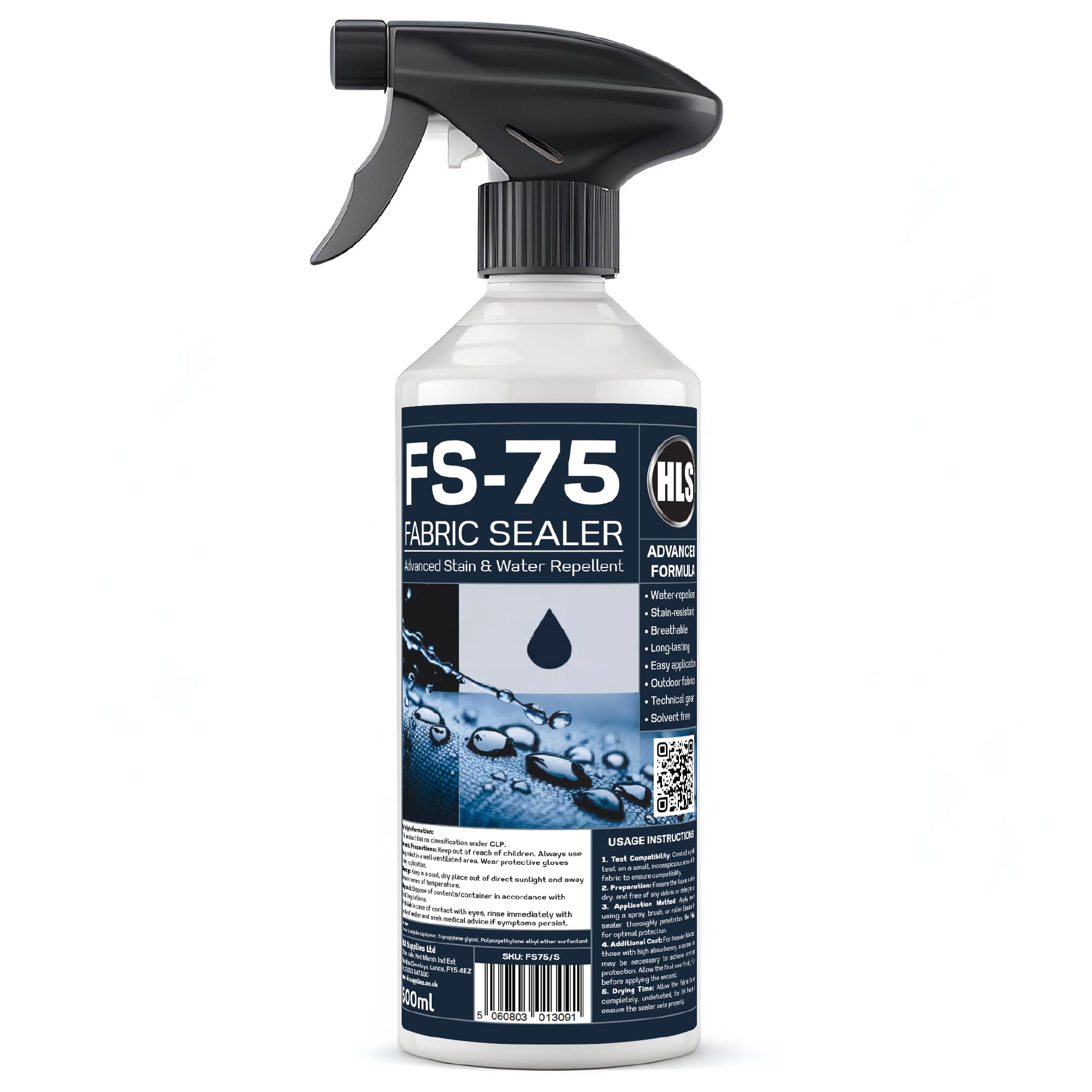 HLS Supplies500ml FS-75 Fabric Sealer - Waterproof Spray for Fabric - Tent Waterproofing for Awnings, Boat Covers, Garden Furniture