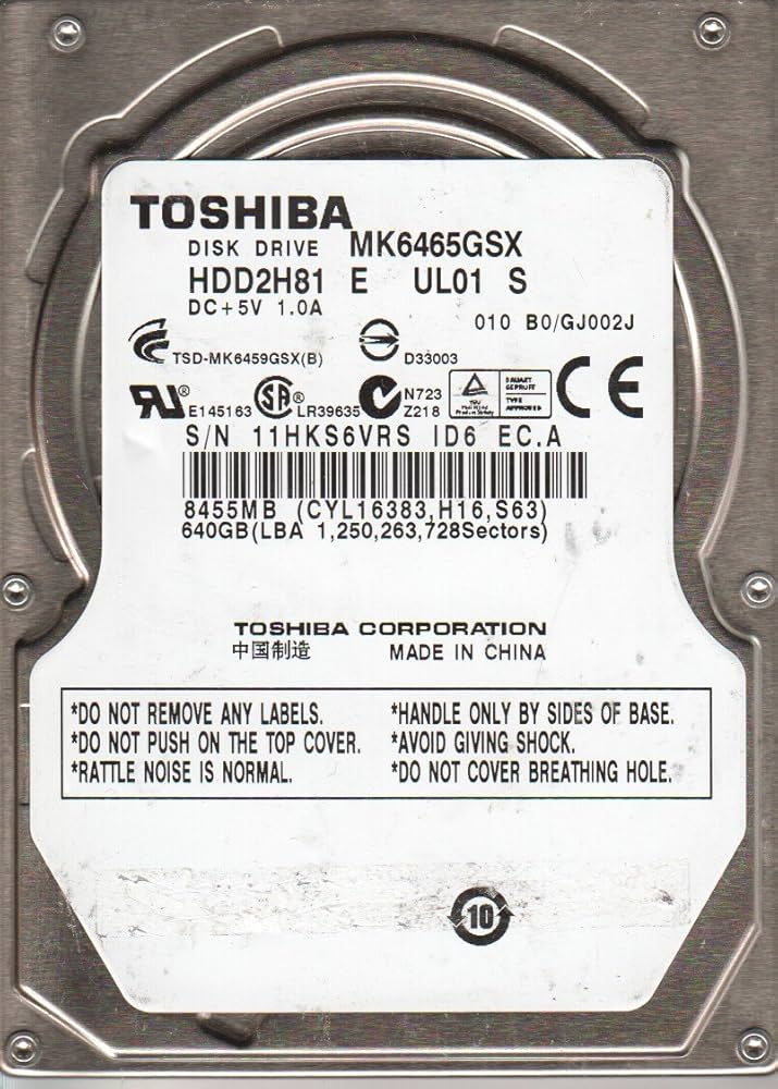 Amazon.co.jp: mk6465gsx、hdd2h81 E ul01 S、Toshiba 640 GB